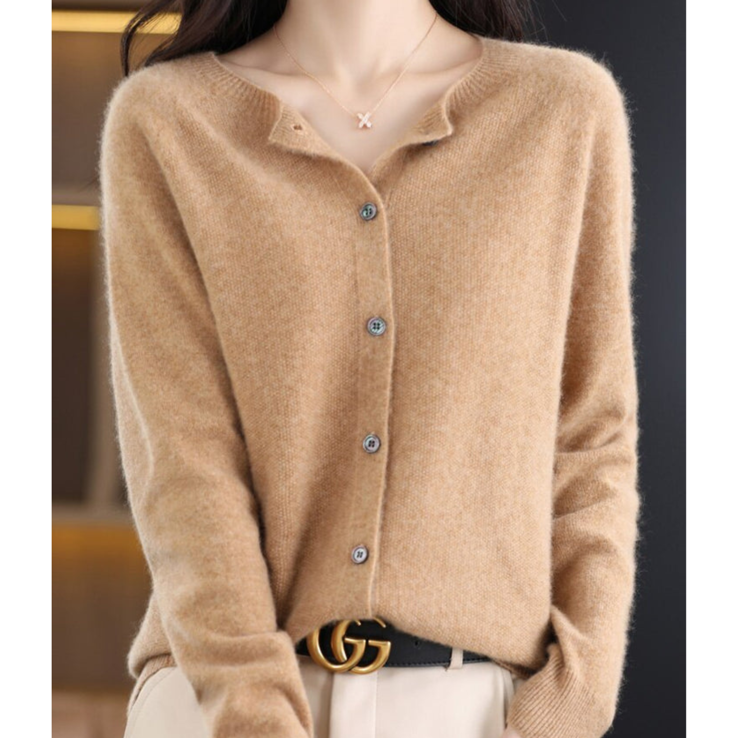 Merino Wool & Cashmere Blend Cardigan for women, view 11