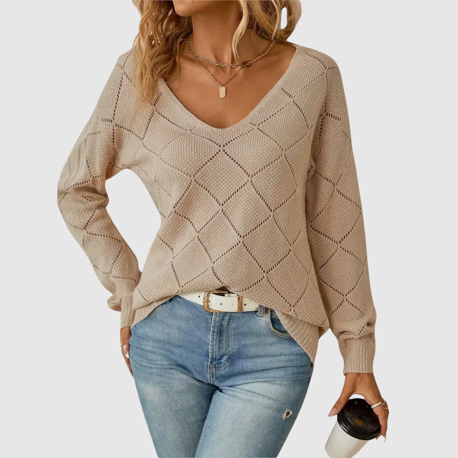 Elegant V Neck Jumper for women, view 5