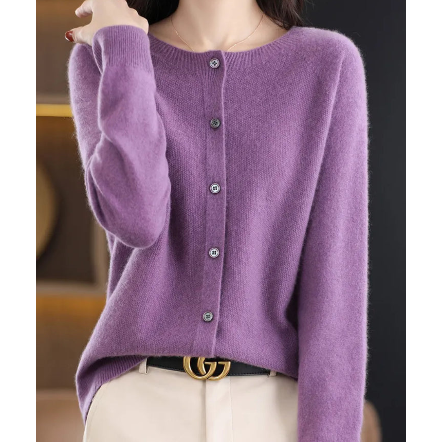 Merino Wool & Cashmere Blend Cardigan for women, view 9