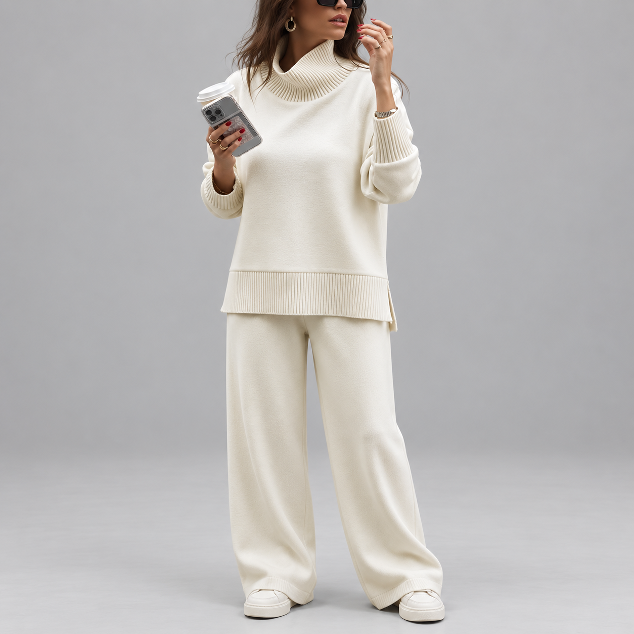 Amanda women's high-neck zip two-piece set
