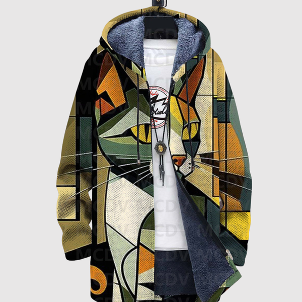 Women's gold cat print hoodie