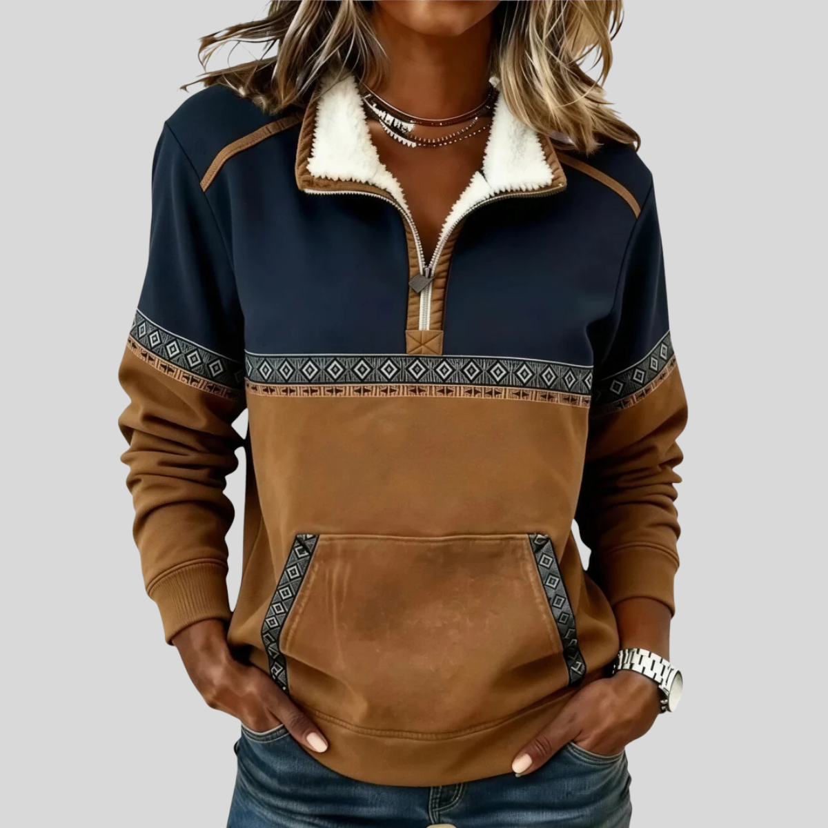 Bonnie sherpa-collar half-zip pullover