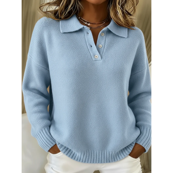 Janet women's soft polo-neck button jumper
