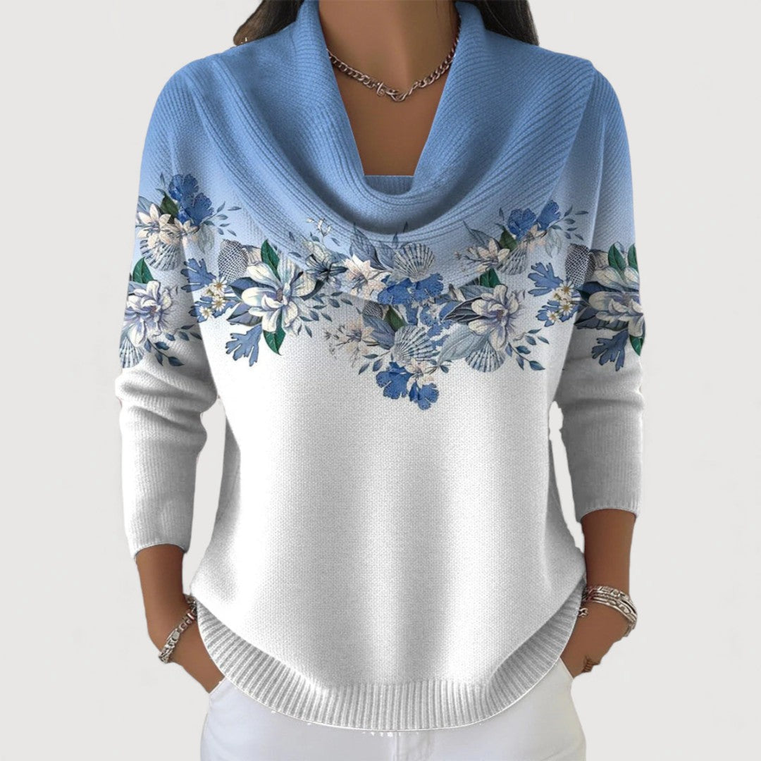 Angela women's floral cotton roll-neck jumper