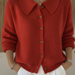 Denise women's shirt-collar knitted cardigan