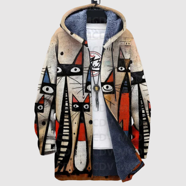 Women's artistic cat print sweatshirt