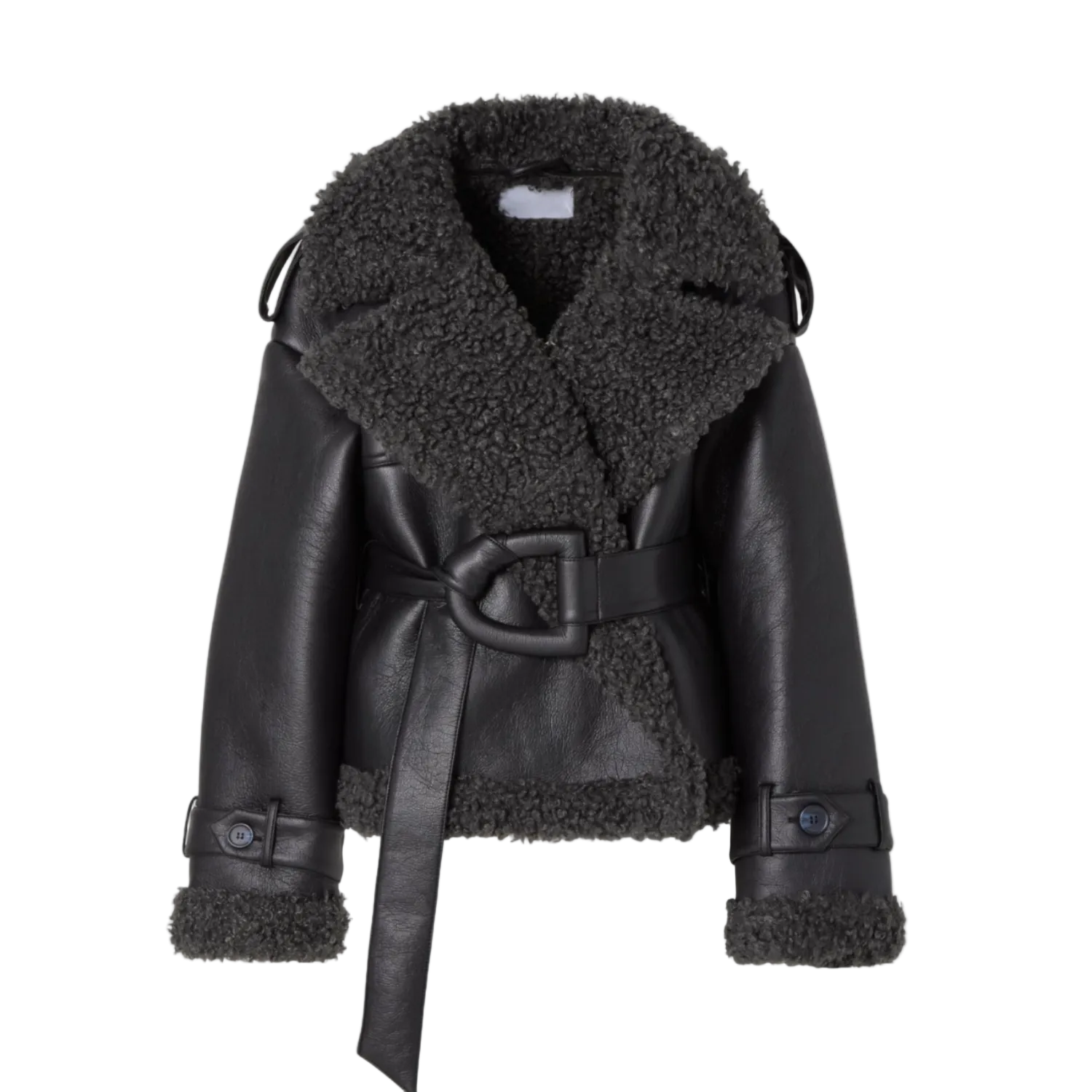 Ruby women's short belted faux leather padded jacket