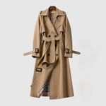 Anna women's long belted lapel coat