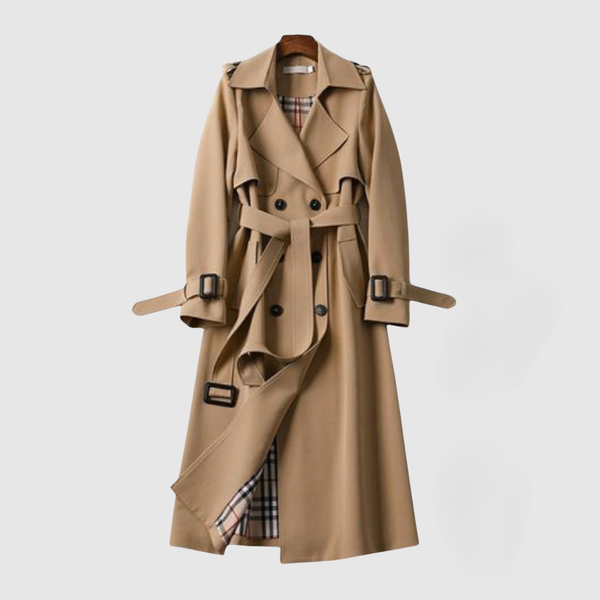 Anna women's long belted lapel coat