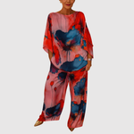 Sonia women's watercolour-print satin two-piece set