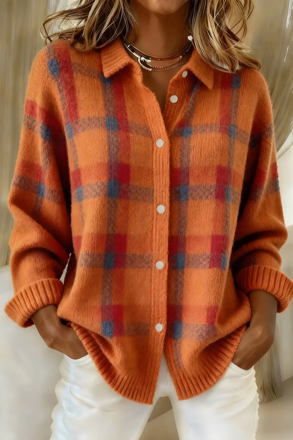 Charlotte soft checked cardigan
