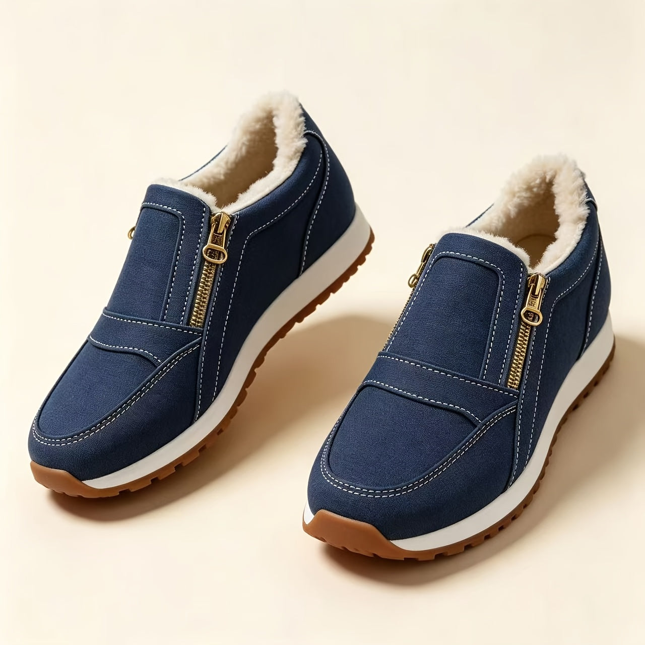 Arabella warm double-zip slip-on sneakers