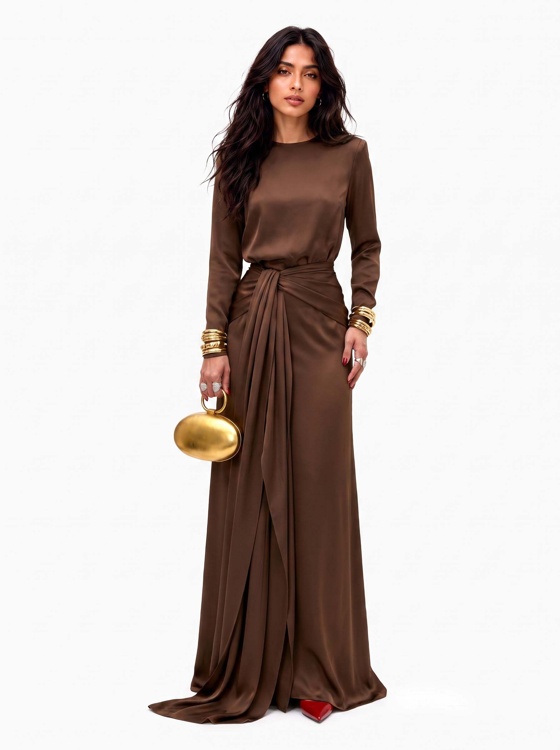 Verity draped satin maxi dress