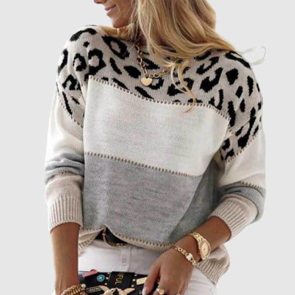 Leopard Colour Block Jumper for women