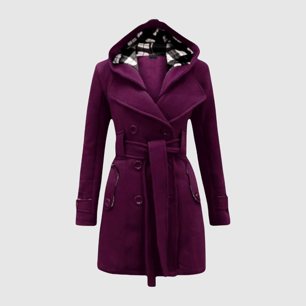 Fiona women's long belted hooded coat