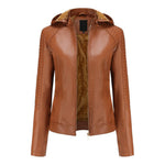 Faux Leather Jacket, Removable Hood for women, view 5