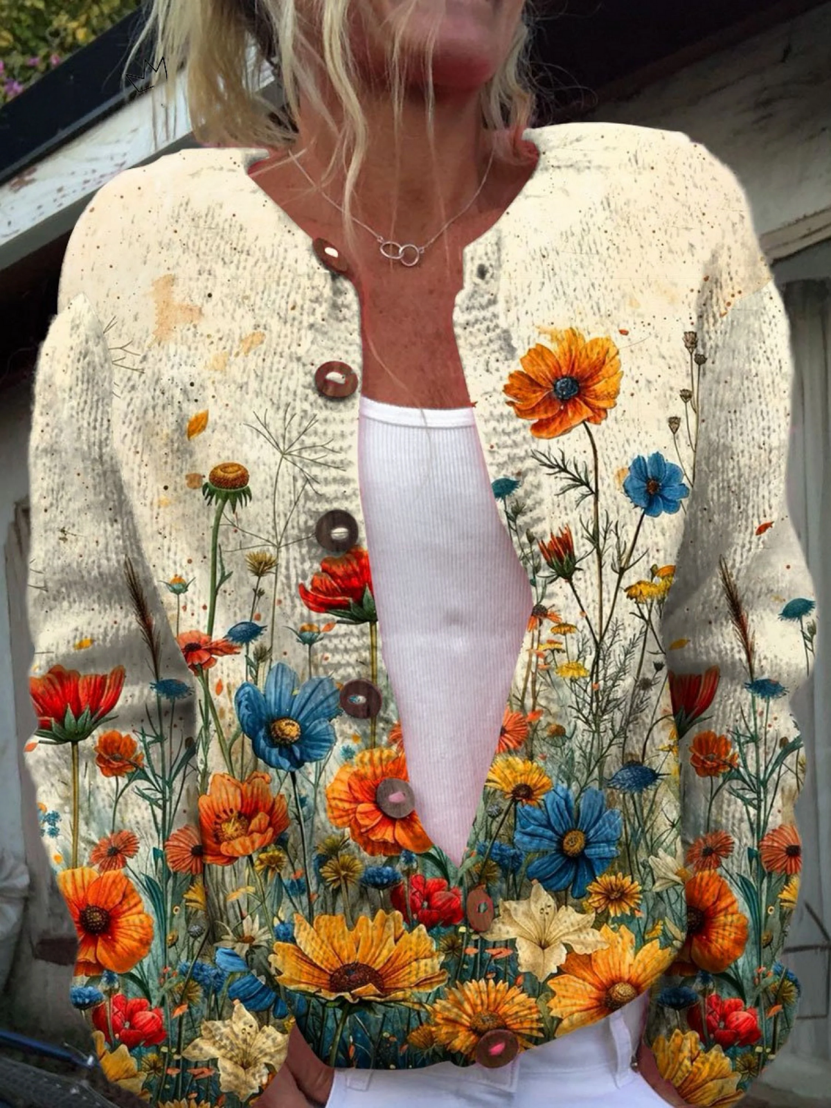 Cecily wildflower print knitted cardigan