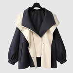 Long Two-Tone Hooded Jacket for women
