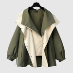 Long Two-Tone Hooded Jacket for women, view 2