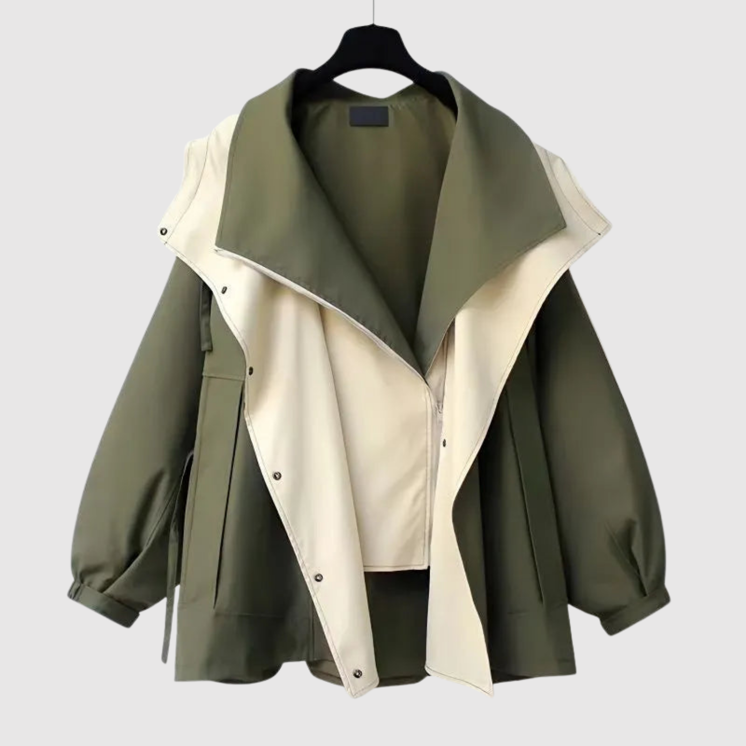 Long Two-Tone Hooded Jacket for women, view 2