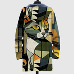 Women's gold cat print hoodie, view 2