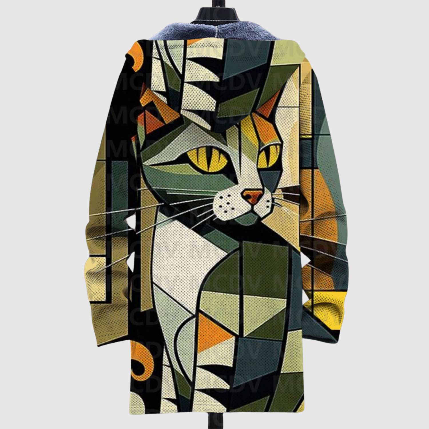 Women's gold cat print hoodie, view 2