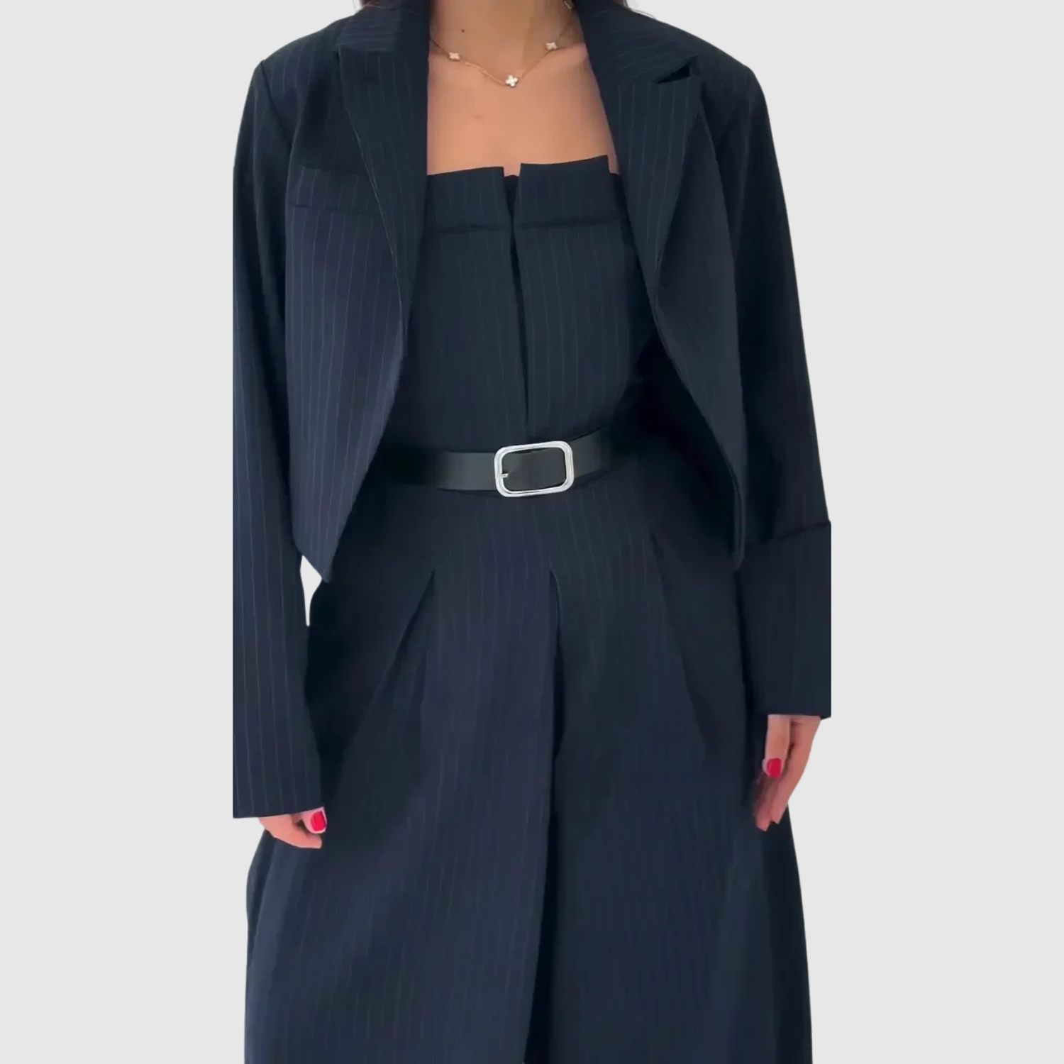 Sheila women's bustier jumpsuit & cropped blazer set