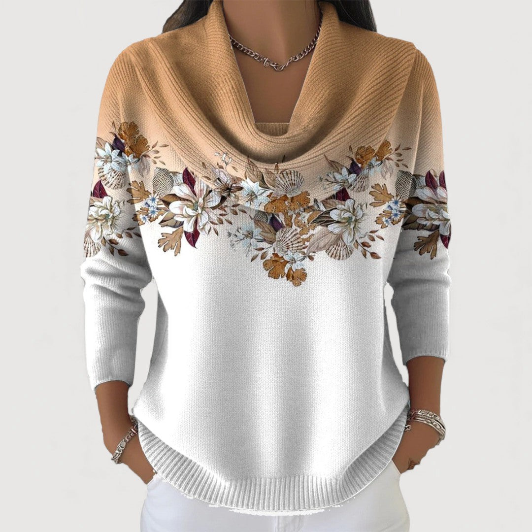 Angela women's floral cotton roll-neck jumper