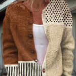 Susannah caramel patchwork knitted cardigan