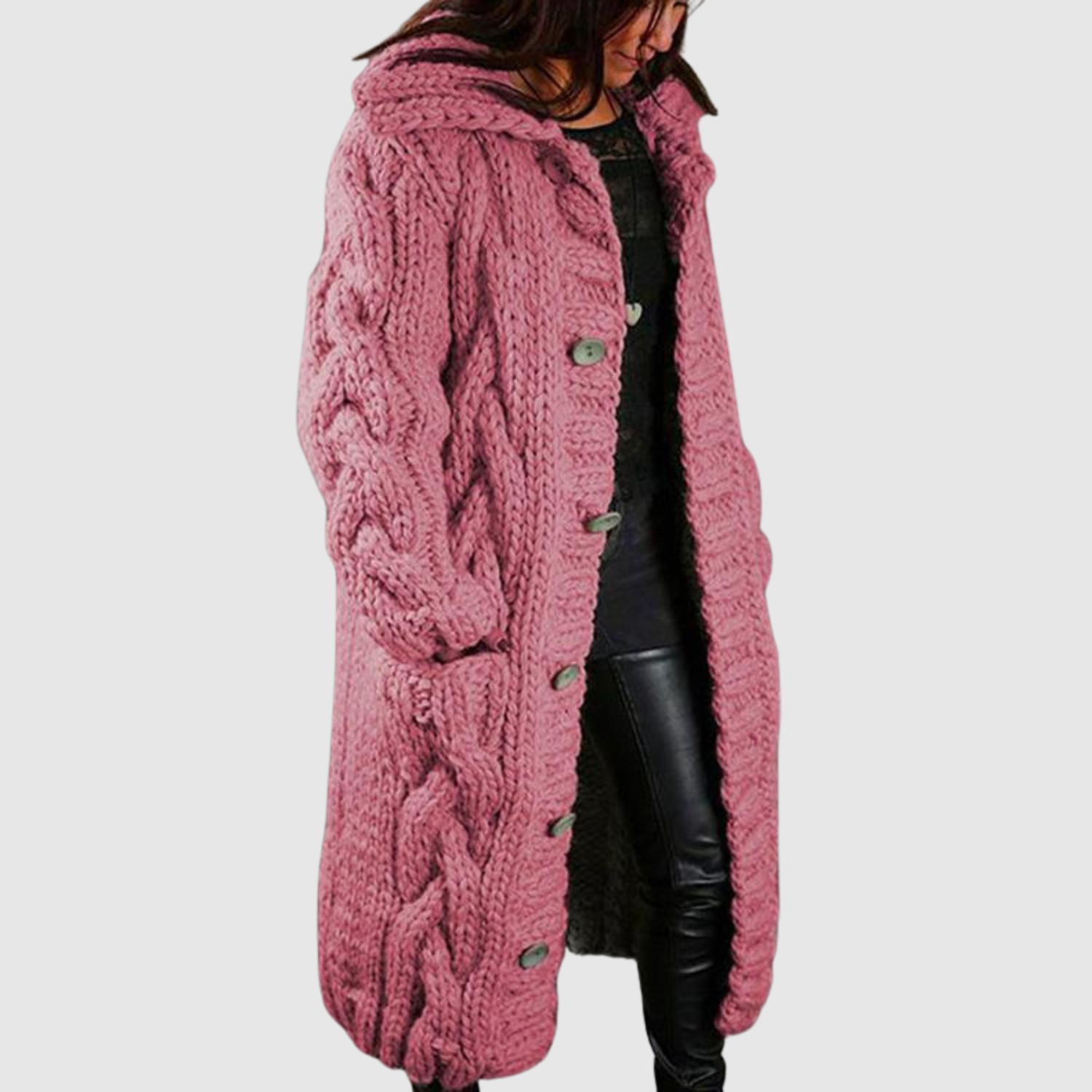 Jennifer women's long textured knitted coat