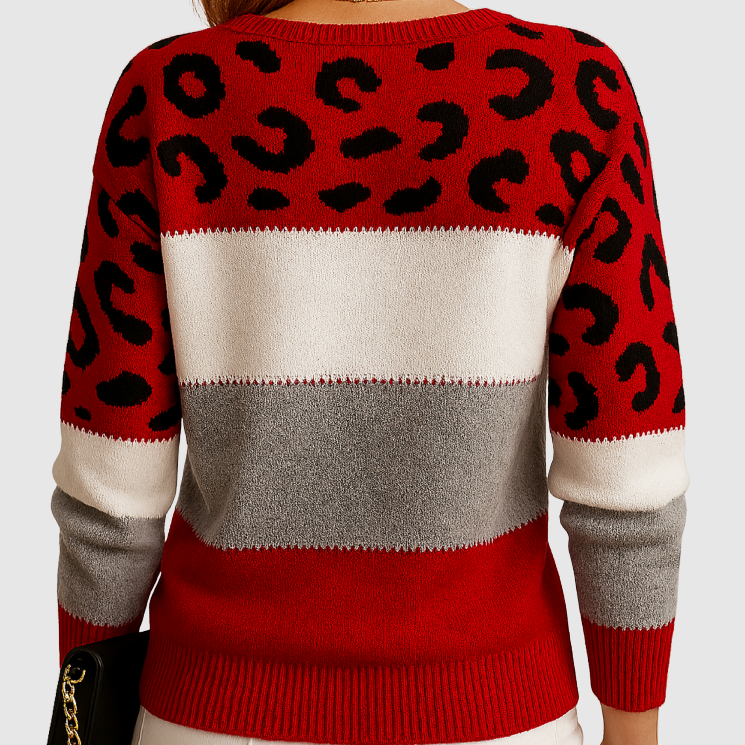 Leopard Colour Block Jumper for women, view 4