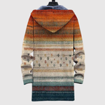 Women's earth tone print hoodie, view 2