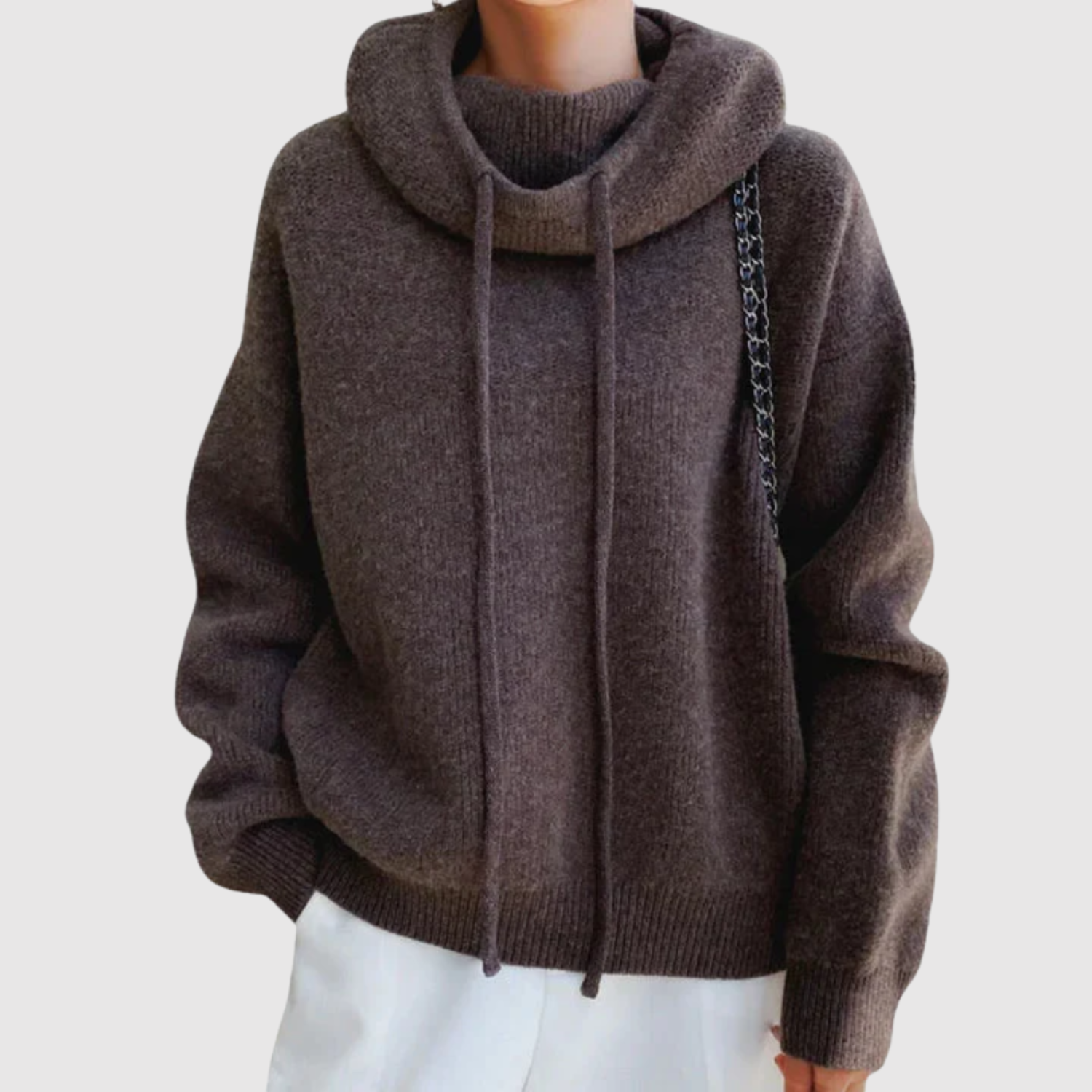 Hooded Knit Jumper for women, view 3