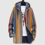 Women's warm folk print hoodie, view 2