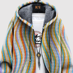 Women's colourful wave print hoodie, view 2