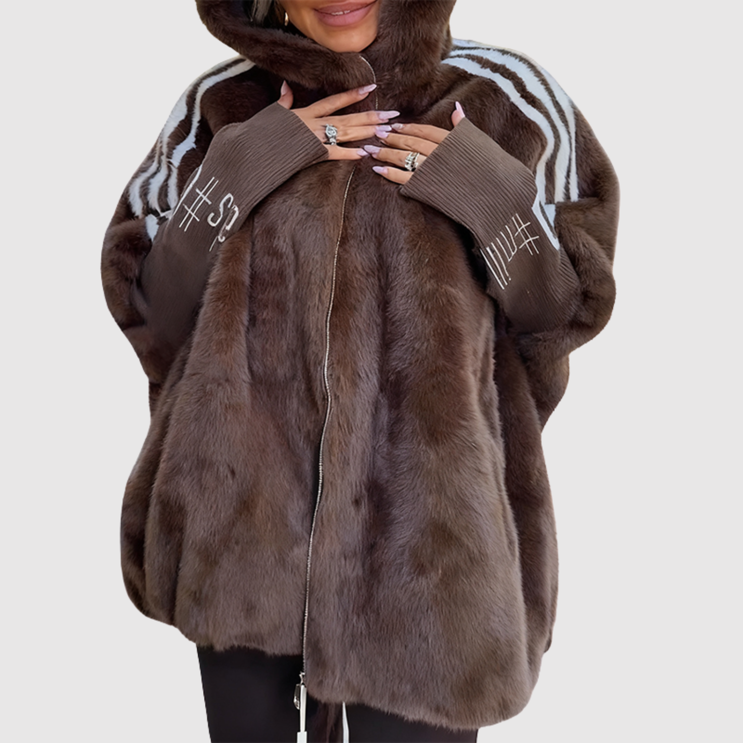 Sandra women's hooded coat with sleeve detail