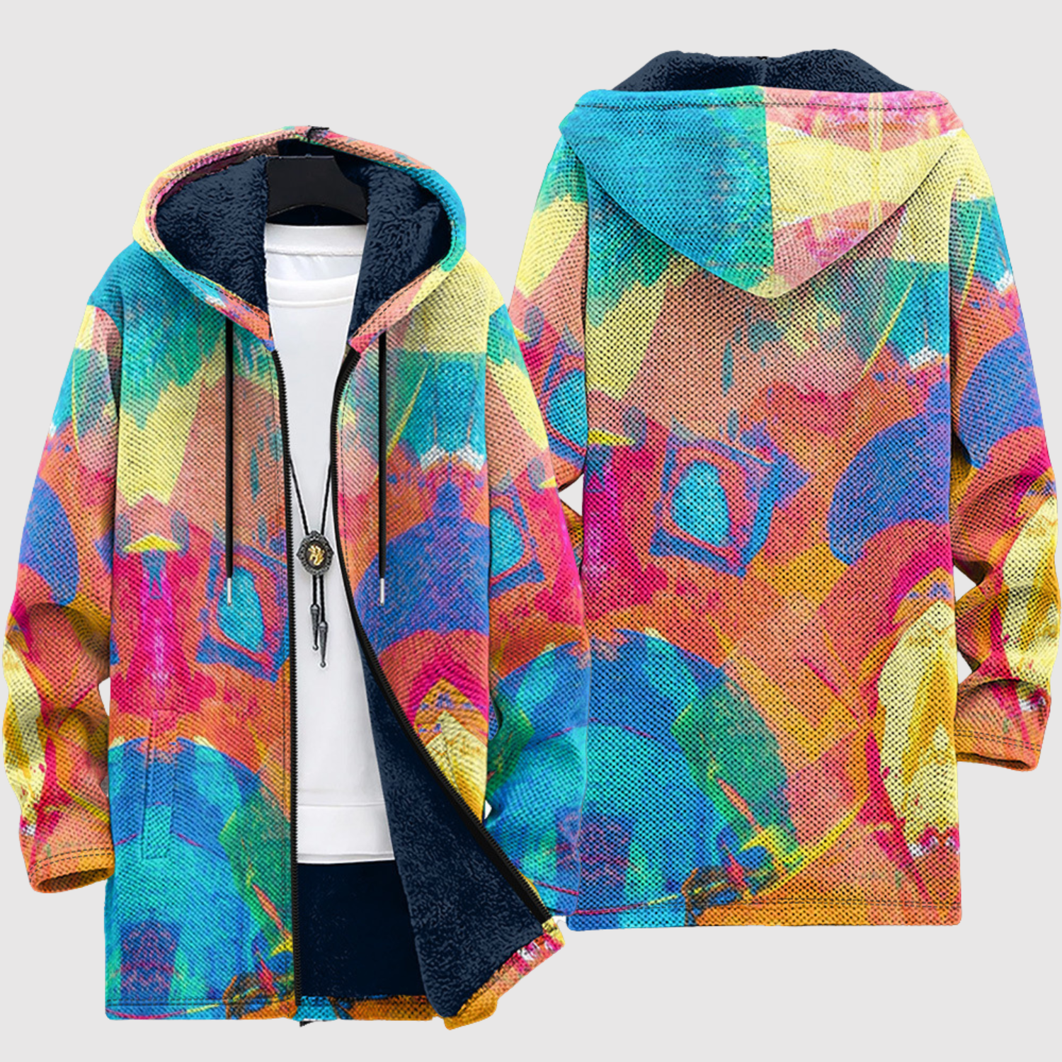 Women's abstract colour print hoodie, view 2