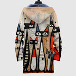 Women's artistic cat print sweatshirt, view 2