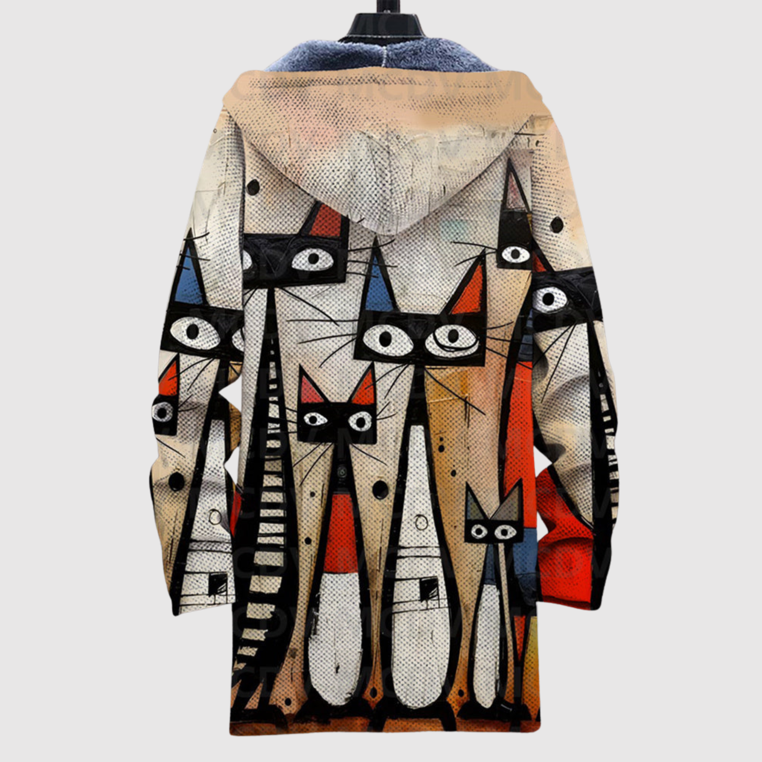 Women's artistic cat print sweatshirt, view 2