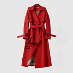 Anna women's long belted lapel coat