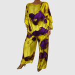 Sonia women's watercolour-print satin two-piece set