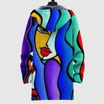 Women's artistic face print hoodie, view 2
