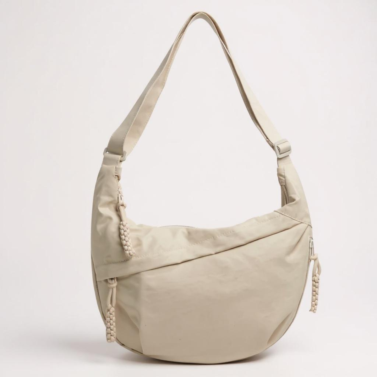 Clara beige zip shoulder bag