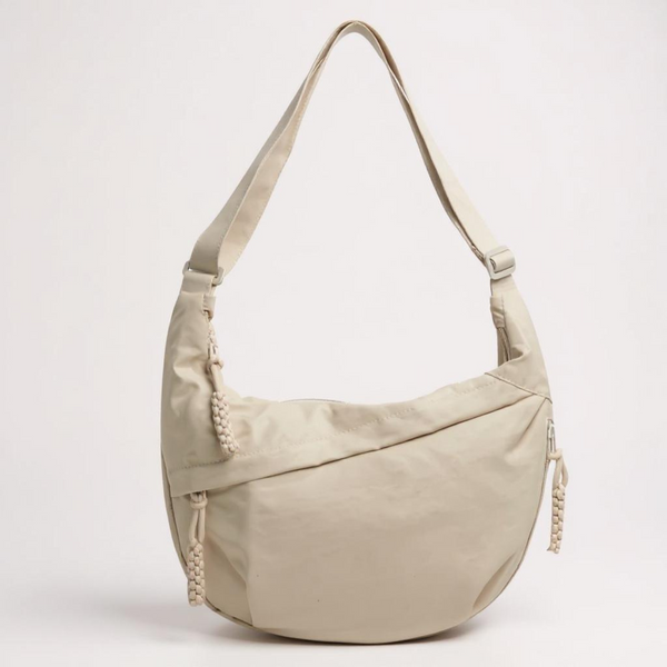 Clara beige zip shoulder bag