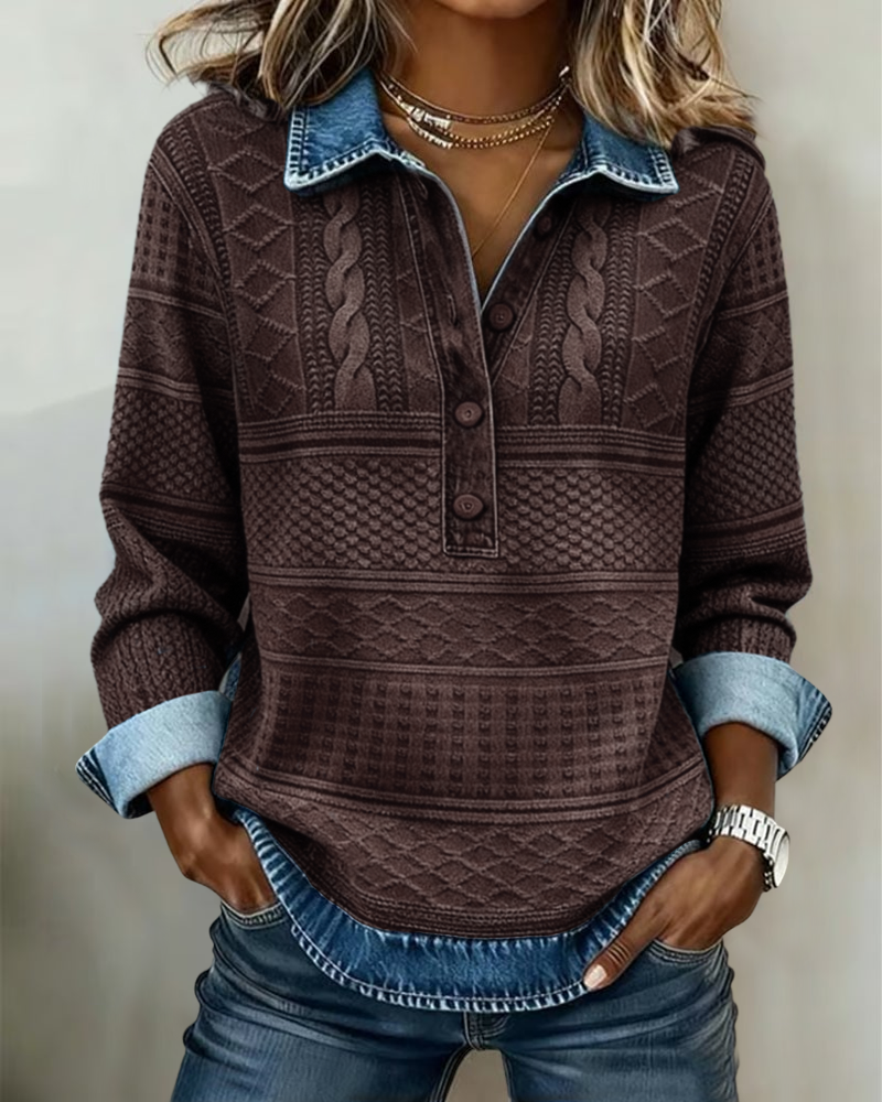 Bethany textured button-neck jumper