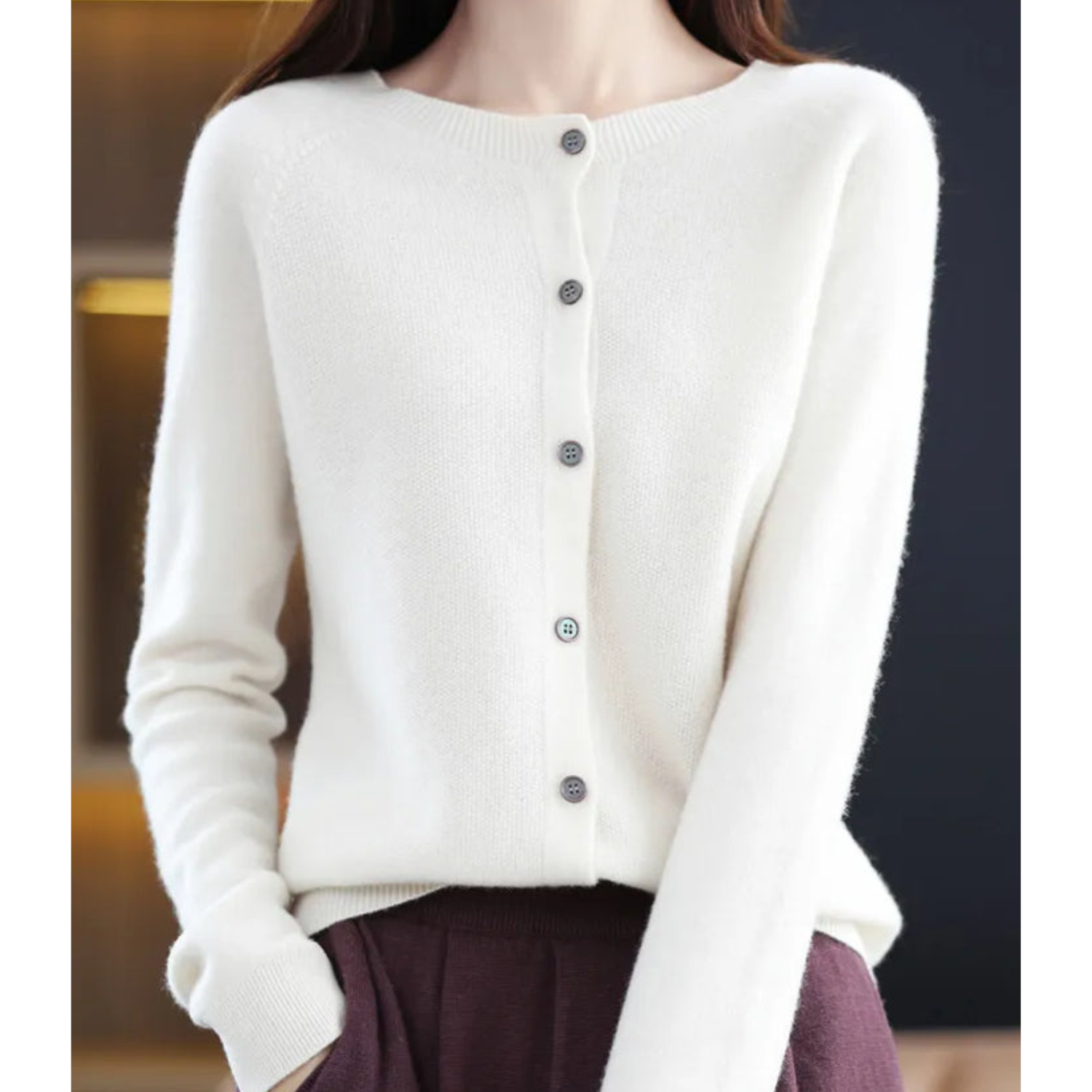 Merino Wool & Cashmere Blend Cardigan for women, view 5