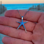 Blue Opal & Silver Starfish Necklace