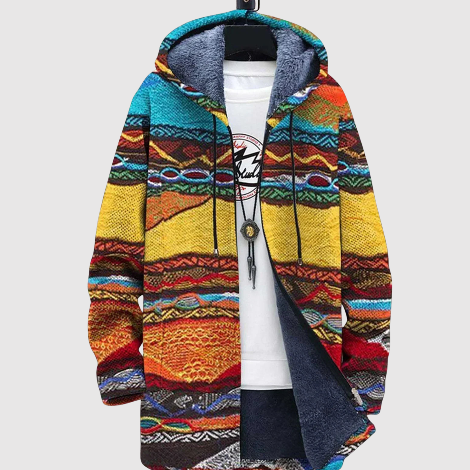 Women's geometric block print sweatshirt, view 4