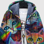 Women's colourful cat print sweatshirt, view 2