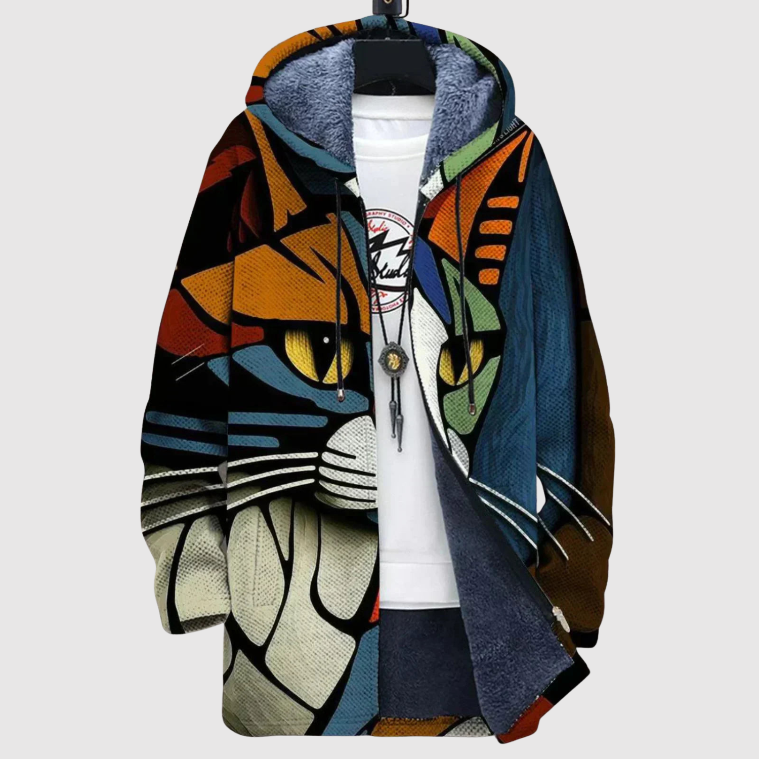 Women's colour block print hoodie, view 4